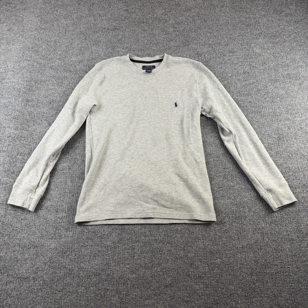 Polo Ralph Lauren Pajama Top‎ Mens Medium Gray Waffle Knit Long Sleeve Sleepwear